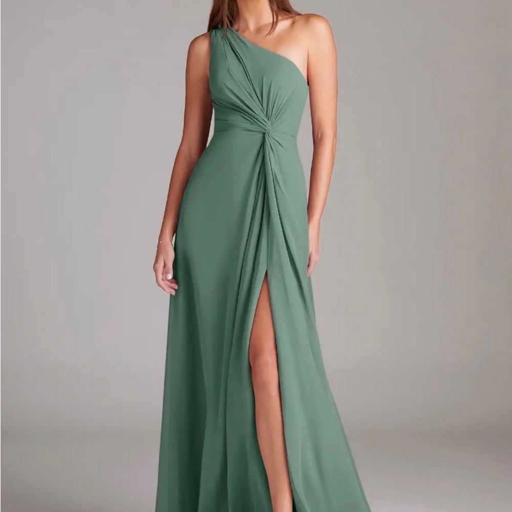 Azazie One-Shoulder Dress in Sage Green